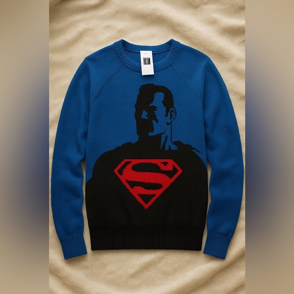 GAP kids Superman Blue and Black Sweater size youth medium (8) brand new - Picture 1 of 8